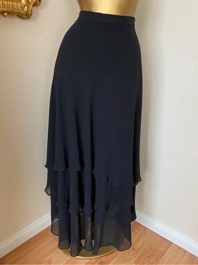St John Evening By Marie Gray Silk Layered Maxi Skirt